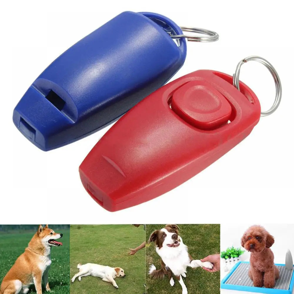 2-in-1 Dog Training Clicker & Whistle Portable Pet Obedience Trainer Click Puppy Sound Key Chain Training Aid Tools Pet Supplies