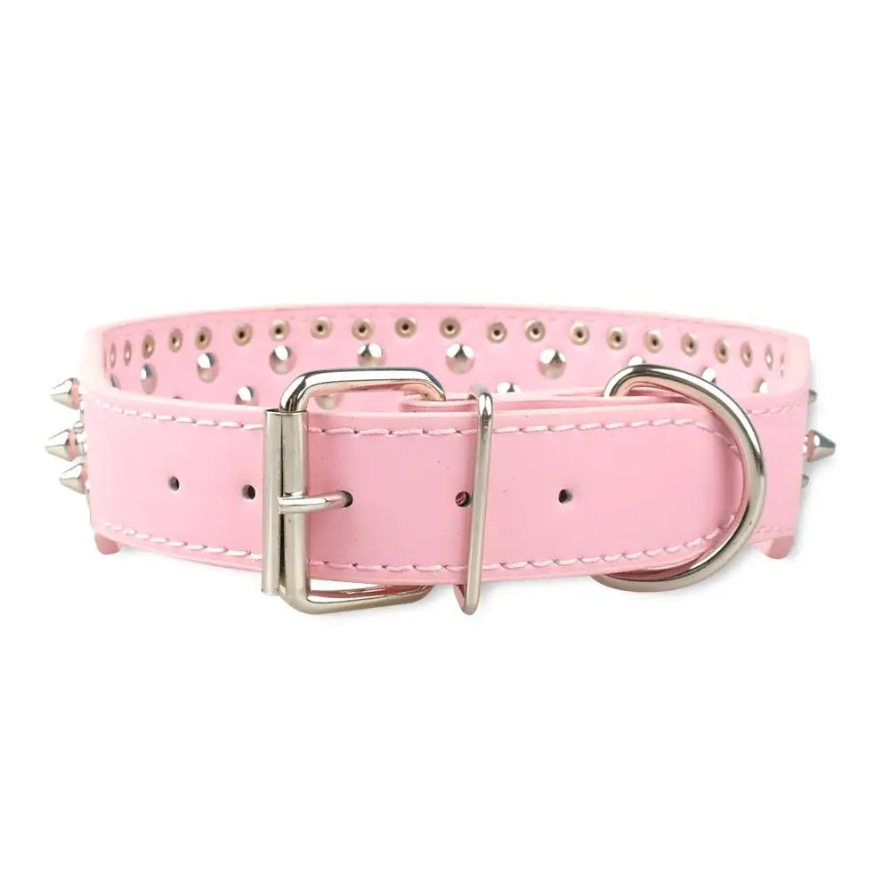 2 inch Wide Spiked Dog Collar Studded Leather Dogs Collars for Medium Large Breeds Dogs Pitbull Mastiff Boxer Bully Black