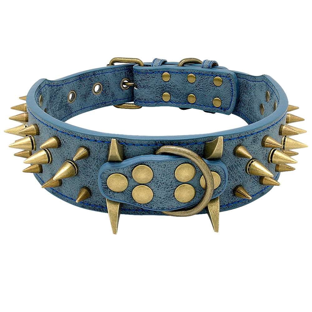 Spiked Leather Dog Collar Australiandogbrokers.com.au