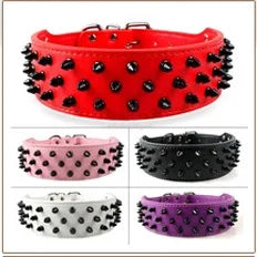 2 inch Wide Spiked Dog Collar Studded Leather Dogs Collars for Medium Large Breeds Dogs Pitbull Mastiff Boxer Bully Black
