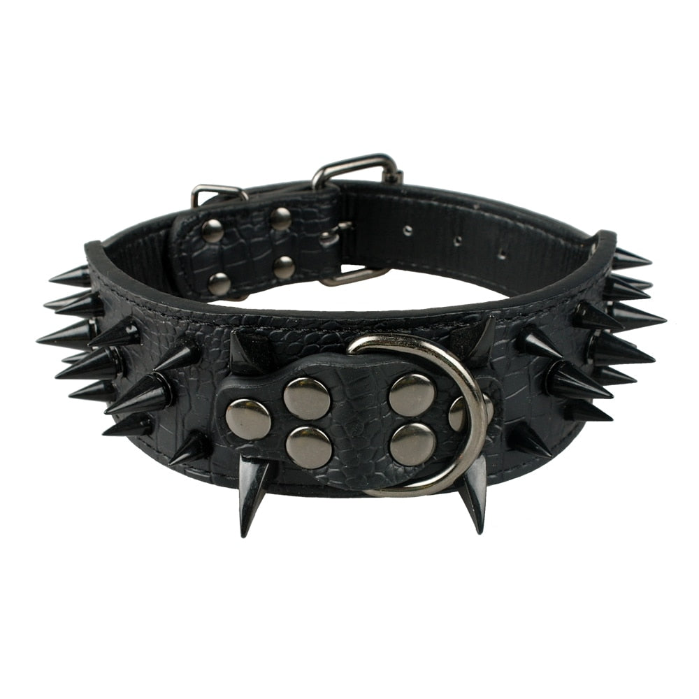 Spiked Leather Dog Collar Australiandogbrokers.com.au