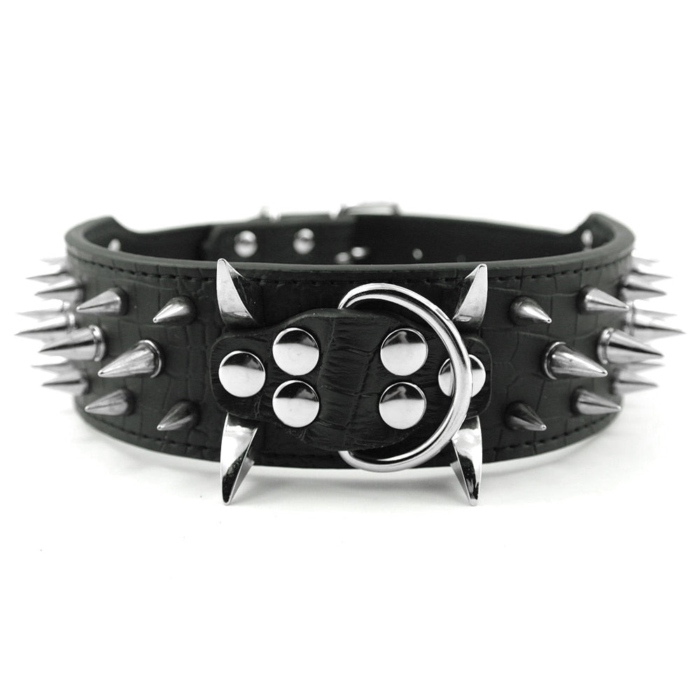 Spiked Leather Dog Collar Australiandogbrokers.com.au