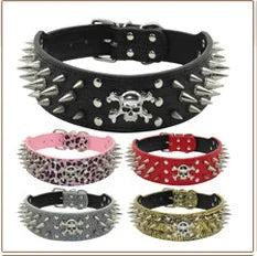 2 inch Wide Spiked Dog Collar Studded Leather Dogs Collars for Medium Large Breeds Dogs Pitbull Mastiff Boxer Bully Black
