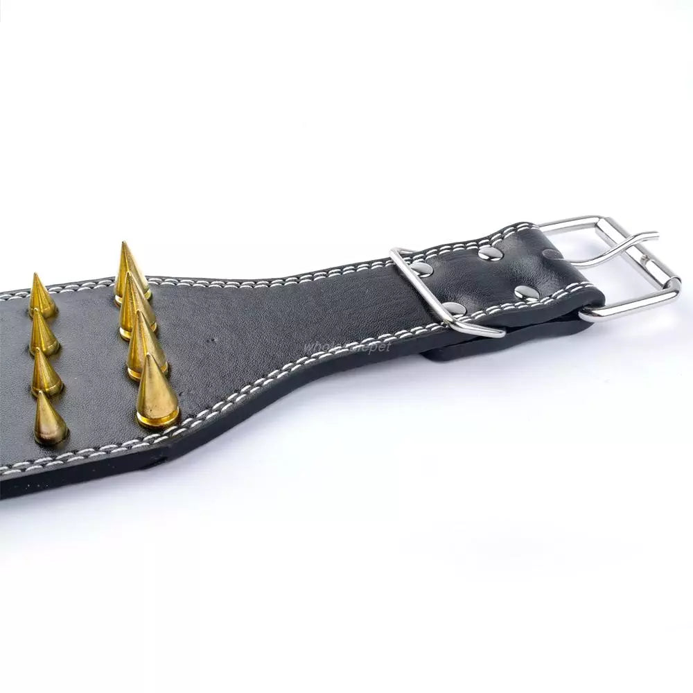 3 inch Wide Spikes Studded Leather Pet Dog Collar for Large Breeds Pitbull Doberman M L XL Sizes