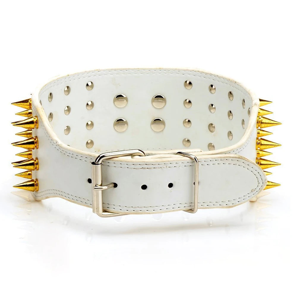 3 inch Wide Spikes Studded Leather Pet Dog Collar for Large Breeds Pitbull Doberman M L XL Sizes