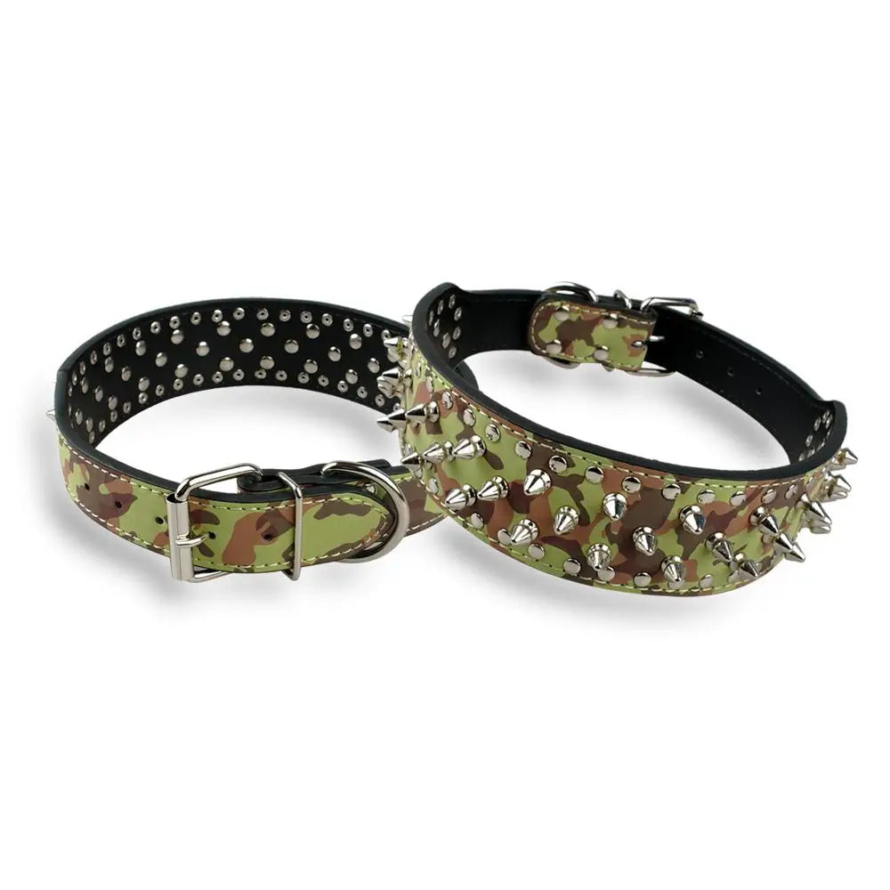 2 inch Wide Spiked Dog Collar Studded Leather Dogs Collars for Medium Large Breeds Dogs Pitbull Mastiff Boxer Bully Black