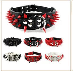 2 inch Wide Spiked Dog Collar Studded Leather Dogs Collars for Medium Large Breeds Dogs Pitbull Mastiff Boxer Bully Black