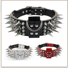 2 inch Wide Spiked Dog Collar Studded Leather Dogs Collars for Medium Large Breeds Dogs Pitbull Mastiff Boxer Bully Black