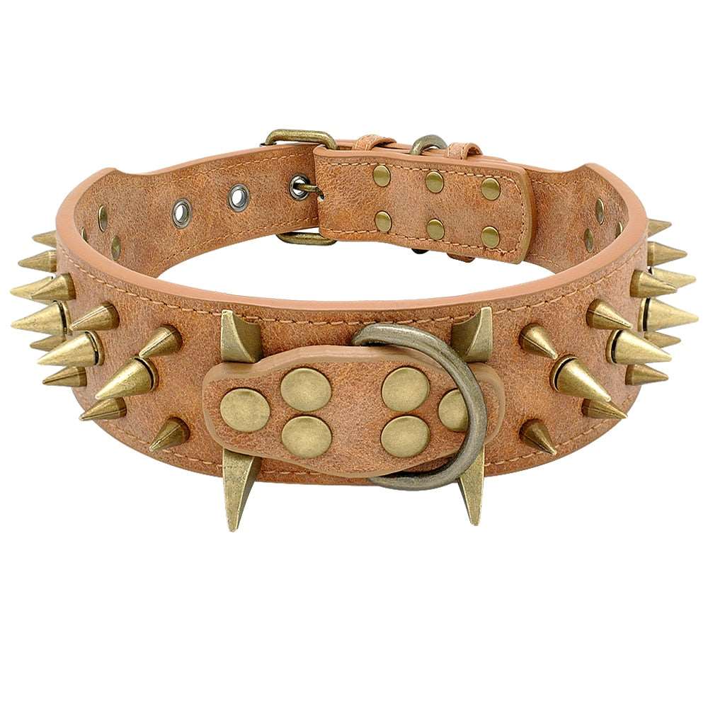 Spiked Leather Dog Collar Australiandogbrokers.com.au