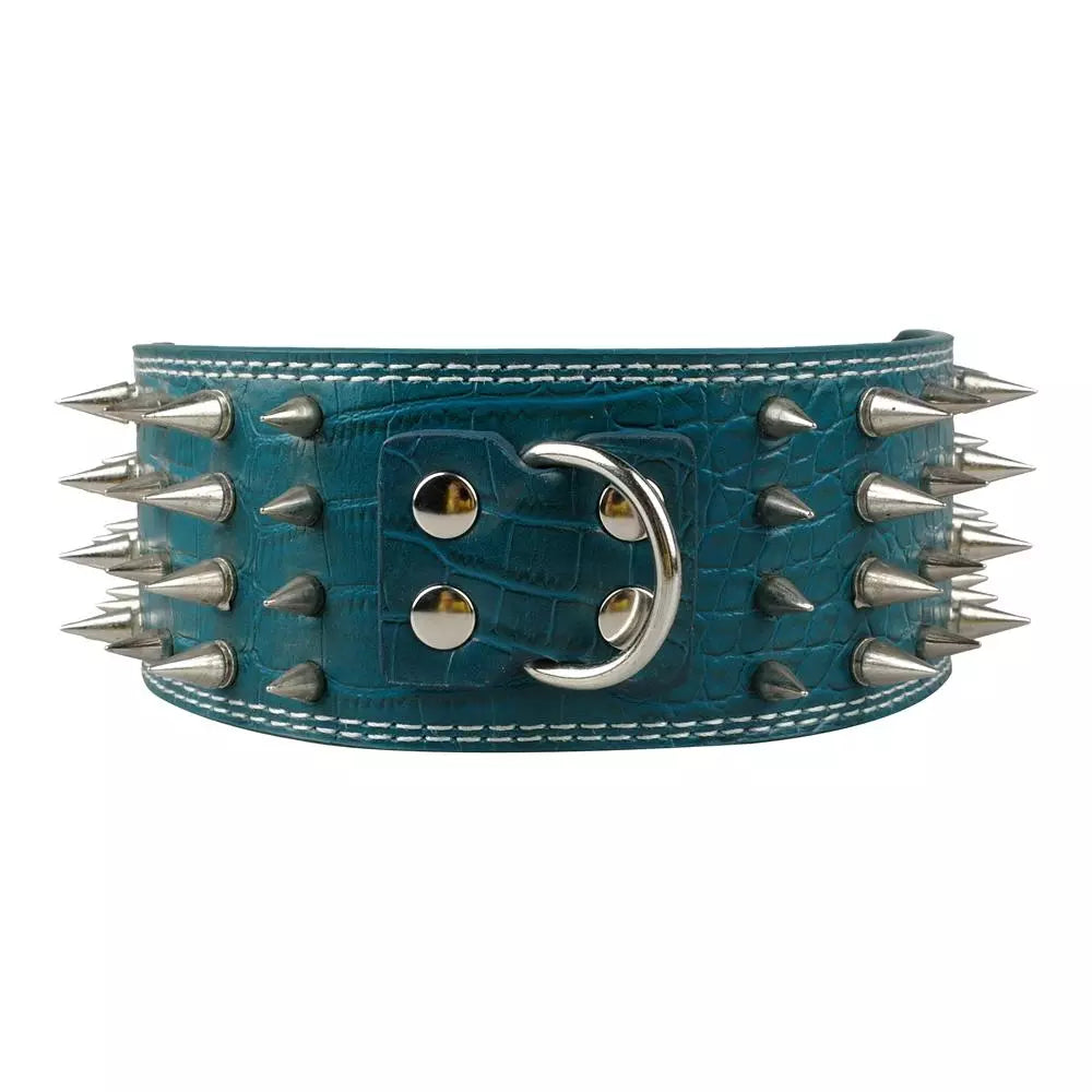 3 inch Wide Spikes Studded Leather Pet Dog Collar for Large Breeds Pitbull Doberman M L XL Sizes