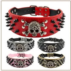 2 inch Wide Spiked Dog Collar Studded Leather Dogs Collars for Medium Large Breeds Dogs Pitbull Mastiff Boxer Bully Black