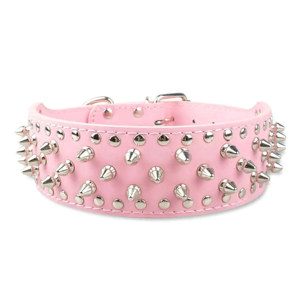 2 inch Wide Spiked Dog Collar Studded Leather Dogs Collars for Medium Large Breeds Dogs Pitbull Mastiff Boxer Bully Black