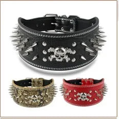 2 inch Wide Spiked Dog Collar Studded Leather Dogs Collars for Medium Large Breeds Dogs Pitbull Mastiff Boxer Bully Black