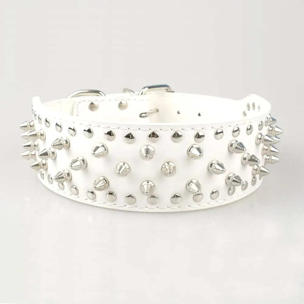2 inch Wide Spiked Dog Collar Studded Leather Dogs Collars for Medium Large Breeds Dogs Pitbull Mastiff Boxer Bully Black