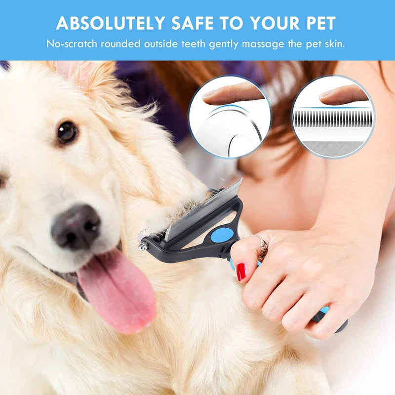 Benepaw Professional Dog Comb Rake 2 In 1 Safe Double-Sided Comfortable Handle Pet Grooming Brush For Mats Tangles Removing