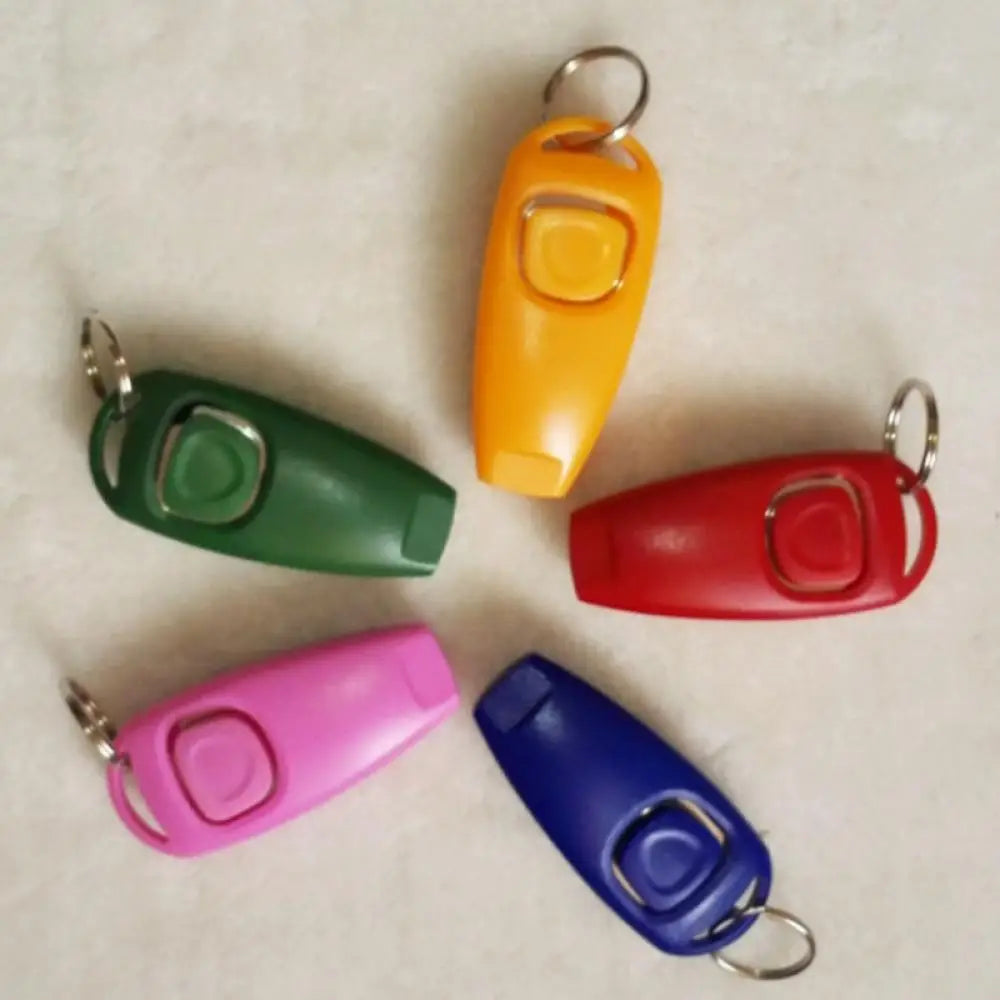 2-in-1 Dog Training Clicker & Whistle Portable Pet Obedience Trainer Click Puppy Sound Key Chain Training Aid Tools Pet Supplies