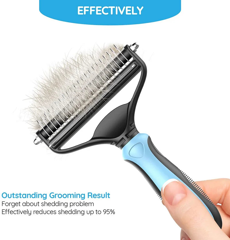 Benepaw Professional Dog Comb Rake 2 In 1 Safe Double-Sided Comfortable Handle Pet Grooming Brush For Mats Tangles Removing
