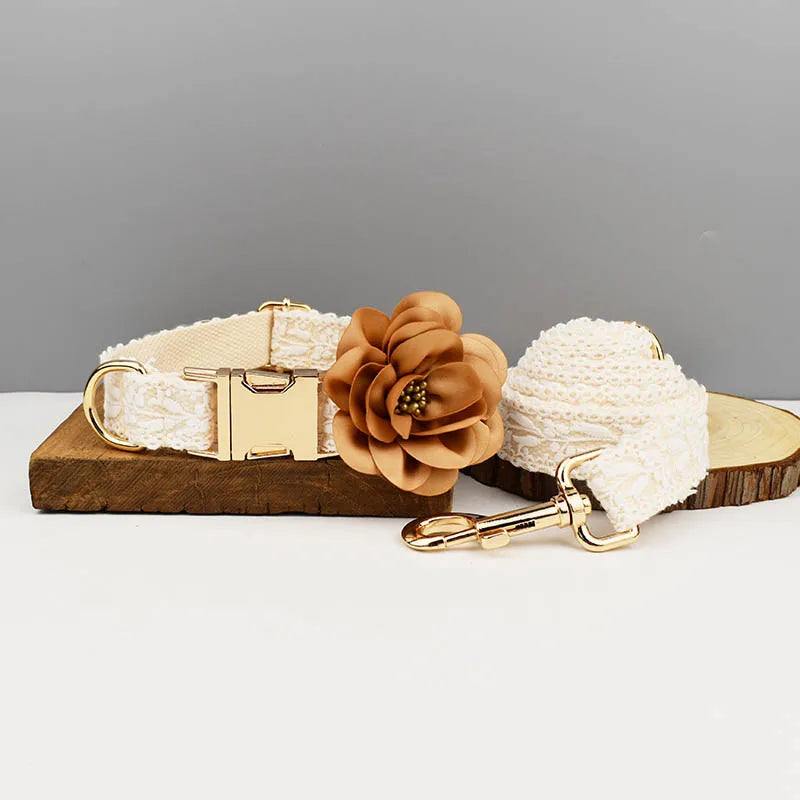 Lace Dog Collar And Harness Set