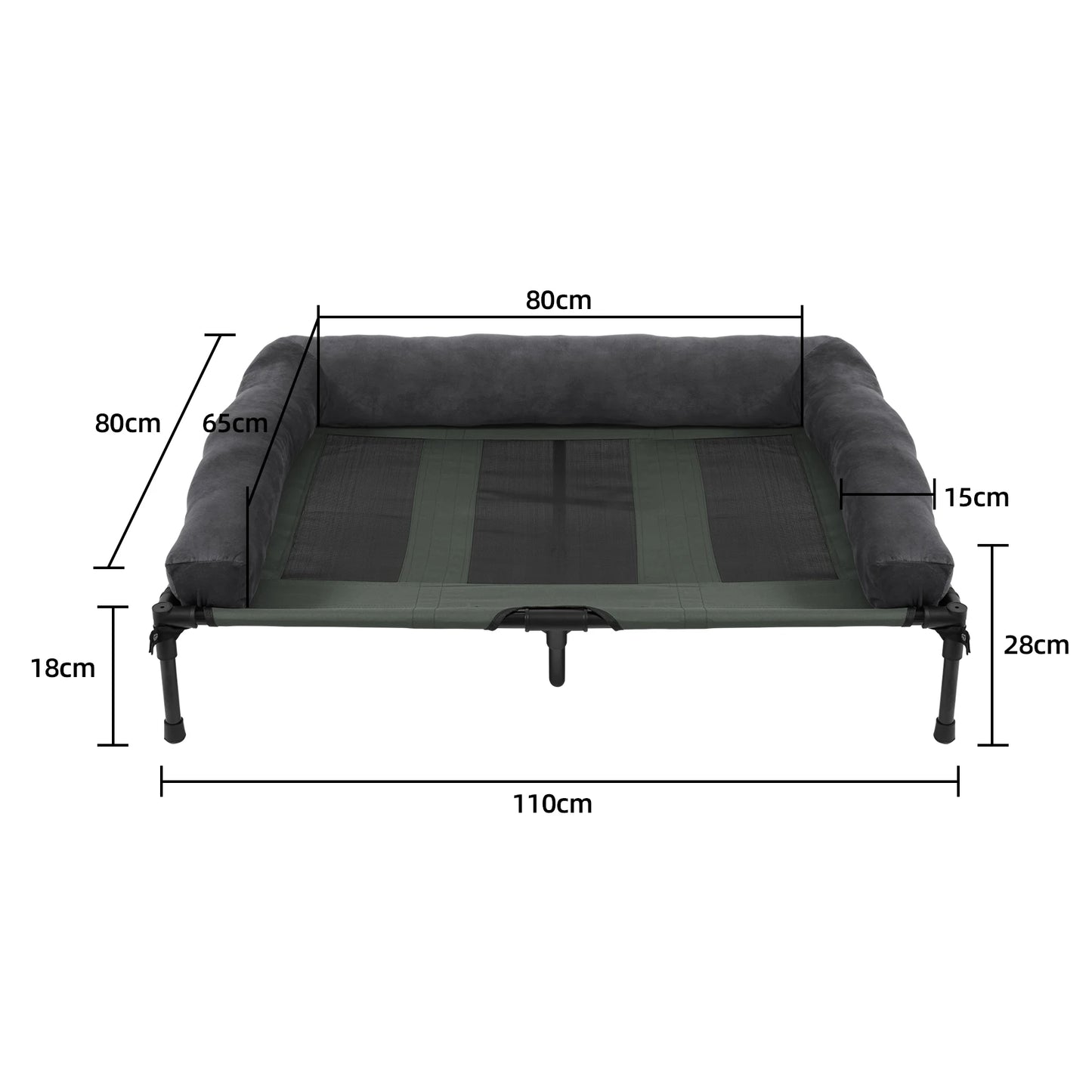 BigngoPaw Folding Extra Large Elevated Dog Bed Waterproof Raised Bolstered Pet Bed Out/Indoor Cooling Sofa Mat Breathable Mesh