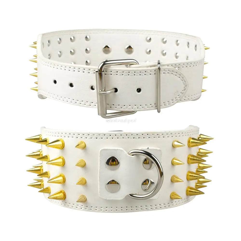 3 inch Wide Spikes Studded Leather Pet Dog Collar for Large Breeds Pitbull Doberman M L XL Sizes