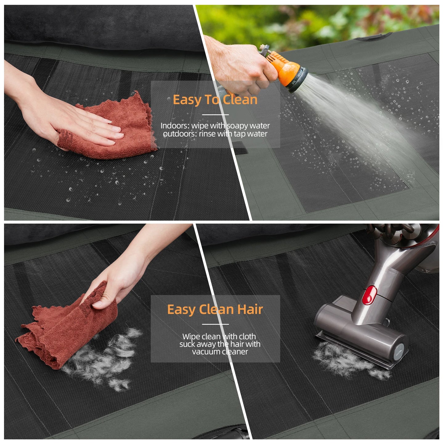 BigngoPaw Folding Extra Large Elevated Dog Bed Waterproof Raised Bolstered Pet Bed Out/Indoor Cooling Sofa Mat Breathable Mesh