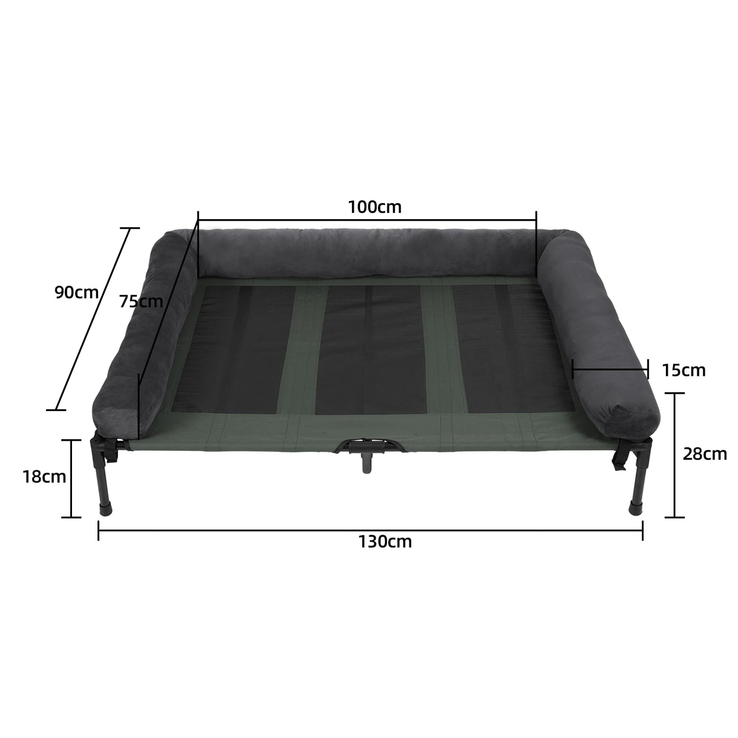 BigngoPaw Folding Extra Large Elevated Dog Bed Waterproof Raised Bolstered Pet Bed Out/Indoor Cooling Sofa Mat Breathable Mesh