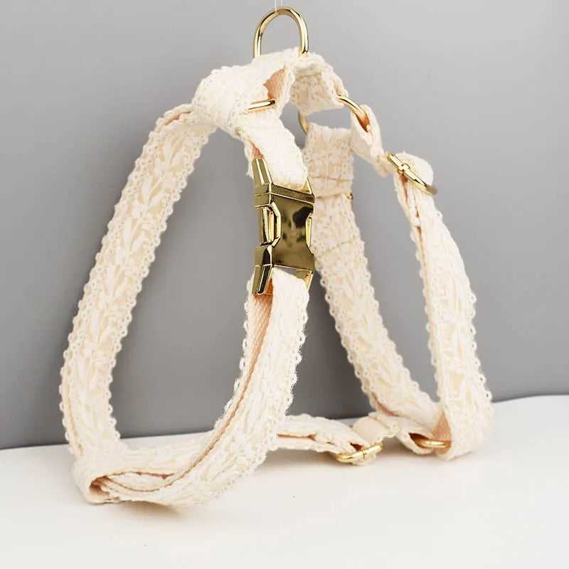 Lace Dog Collar And Harness Set