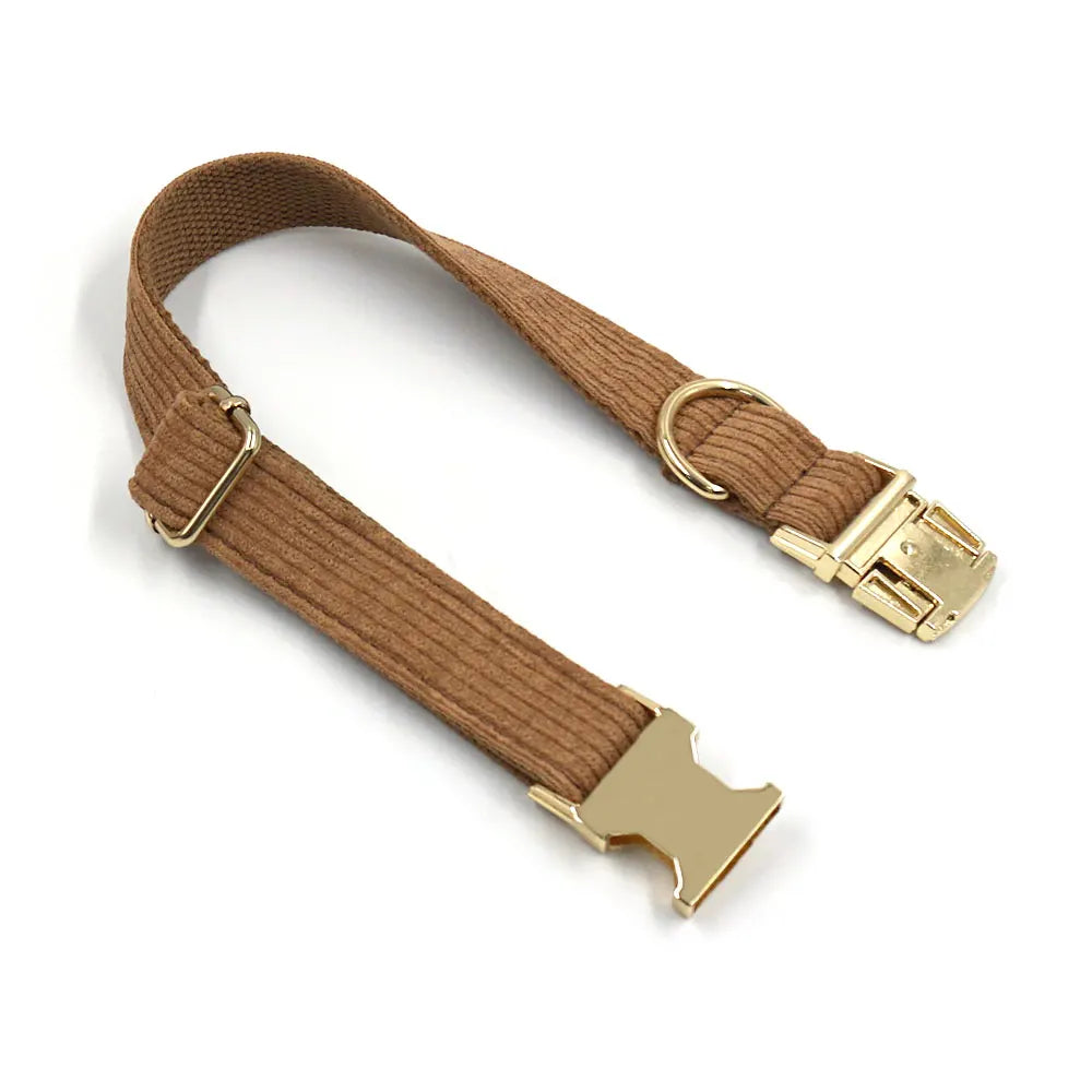 Stylish Brown Corduroy Dog Harness and Leash Set