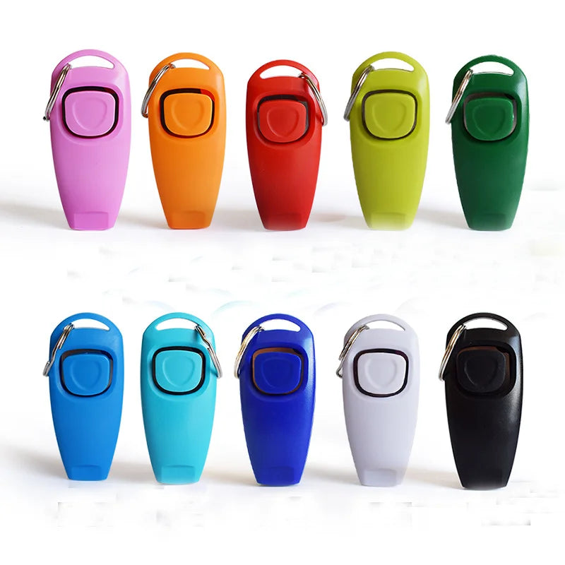 2-in-1 Dog Training Clicker & Whistle Portable Pet Obedience Trainer Click Puppy Sound Key Chain Training Aid Tools Pet Supplies