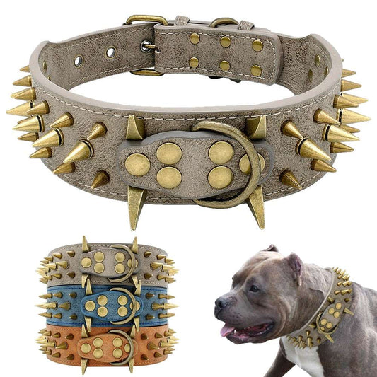 Spiked Leather Dog Collar Australiandogbrokers.com.au