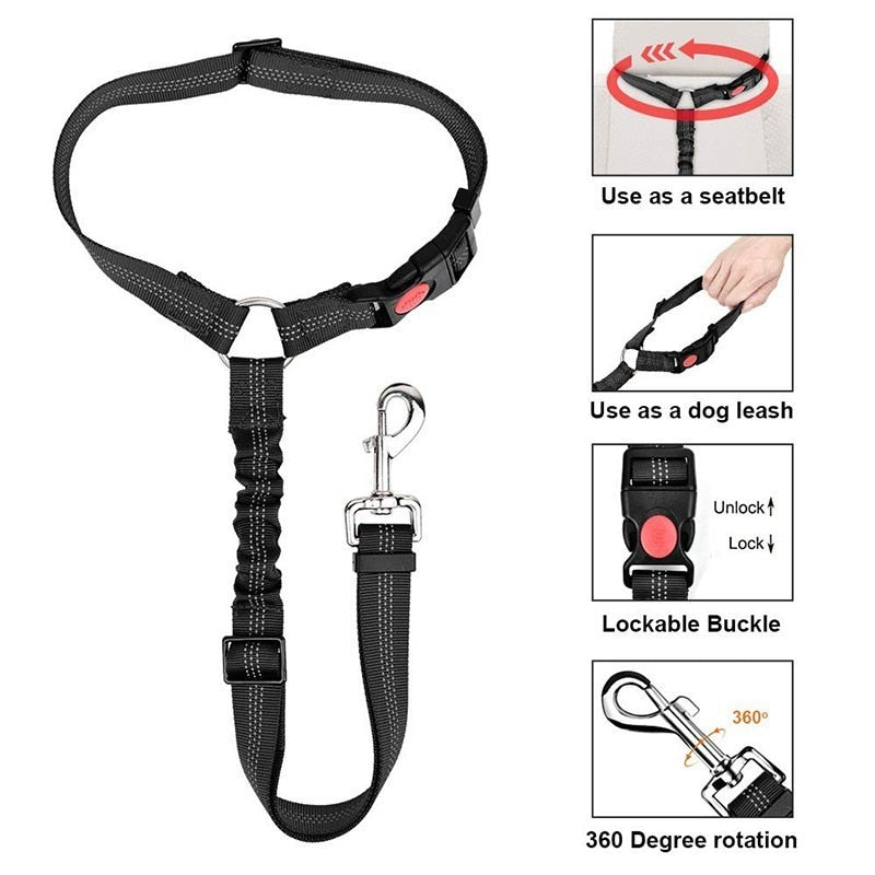 Benepaw Adjustable Reflective Dog Seat Belt Australiandogbrokers.com.au