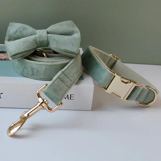 Nylon Luxury Dog Collar Leash With Bow Tie