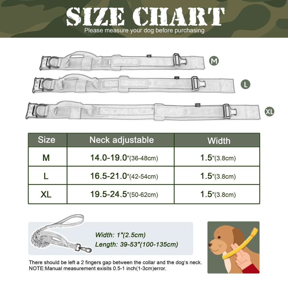 Military Tactical Dog Collar & Bungee Leash Set Australiandogbrokers.com.au