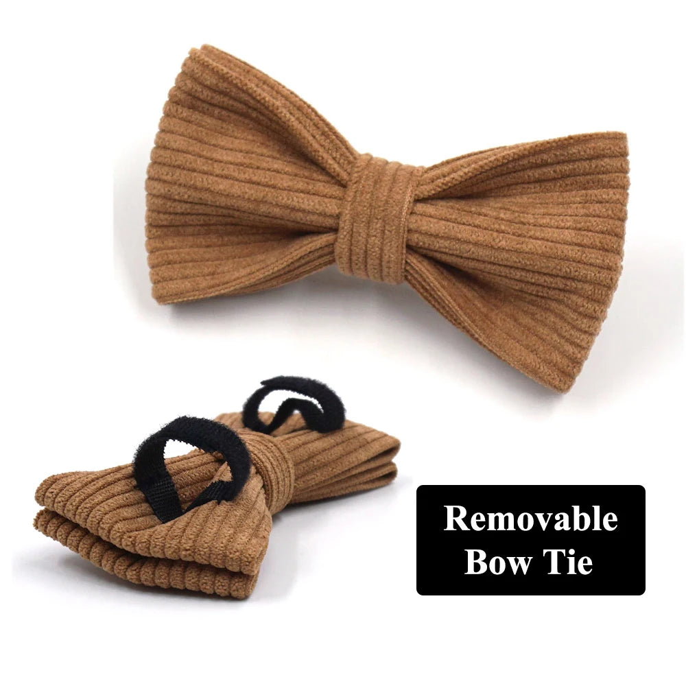 Stylish Brown Corduroy Dog Harness and Leash Set